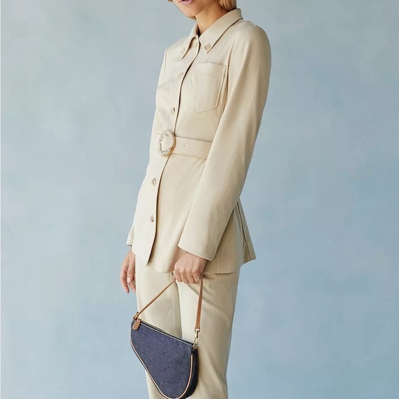 AUTH DIOR Y2K DARK DENIM & TAN LEATHER MINI SADDLE BAG VINTAGE EUC POUCHETTE - Picture 6 of 17